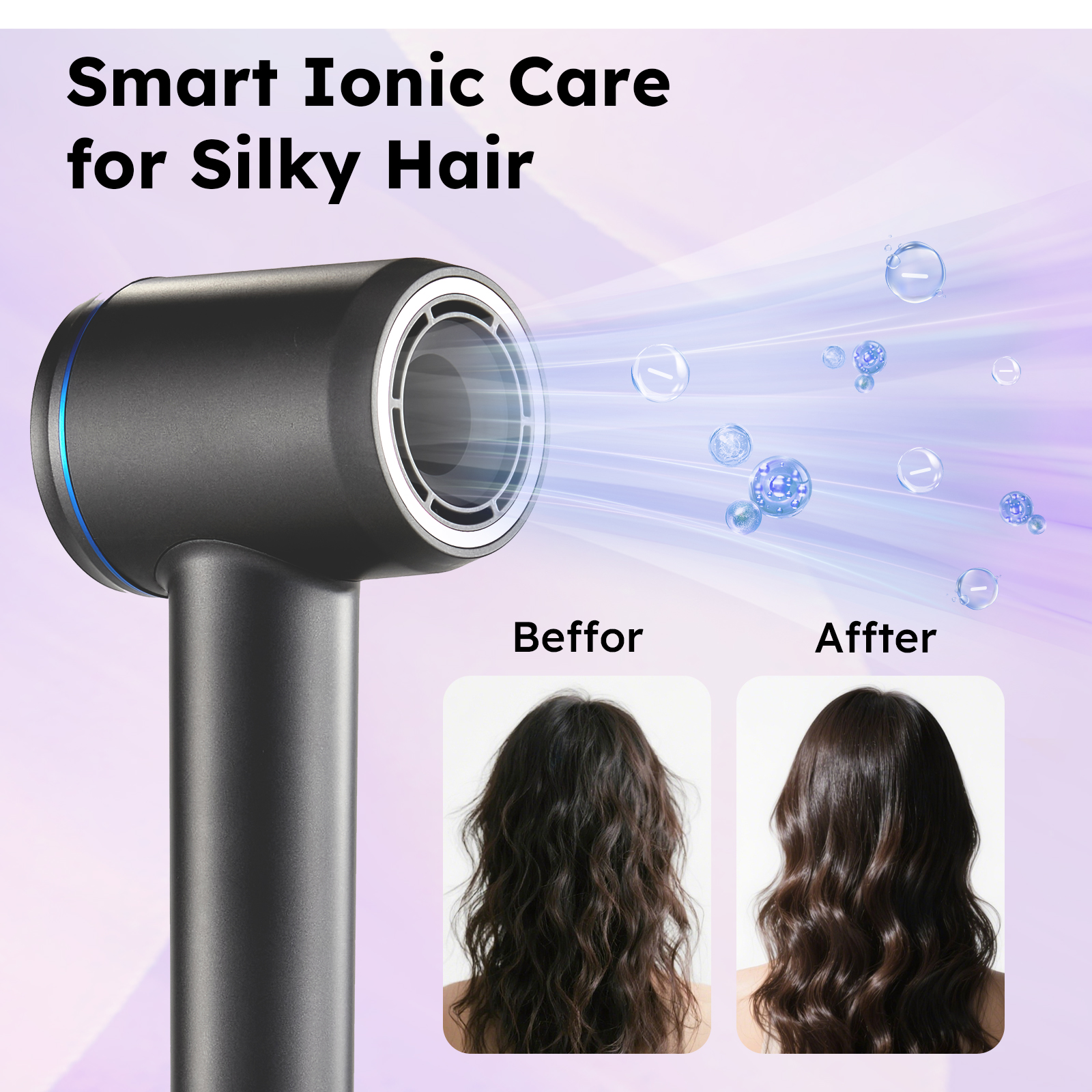 LOVE_BEST Air3.1 Hair Dryer with Concentrator, 64m/s High-Speed Ionic, 110,000 RPM Motor, 601 Million Negative Ions, 367g Lightweight, Touch Screen, Quiet for People &amp; Pets