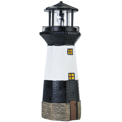 Solar Powered Lighthouse Lamp Resin Rotating Spinning Beacon Tower Light IPX4 Waterproof Decorative Lamp For Garden Lawn Yard Beach House